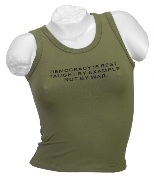Damen Tank-Top oliv &quot;DEMOCRACY IS BEST&quot;